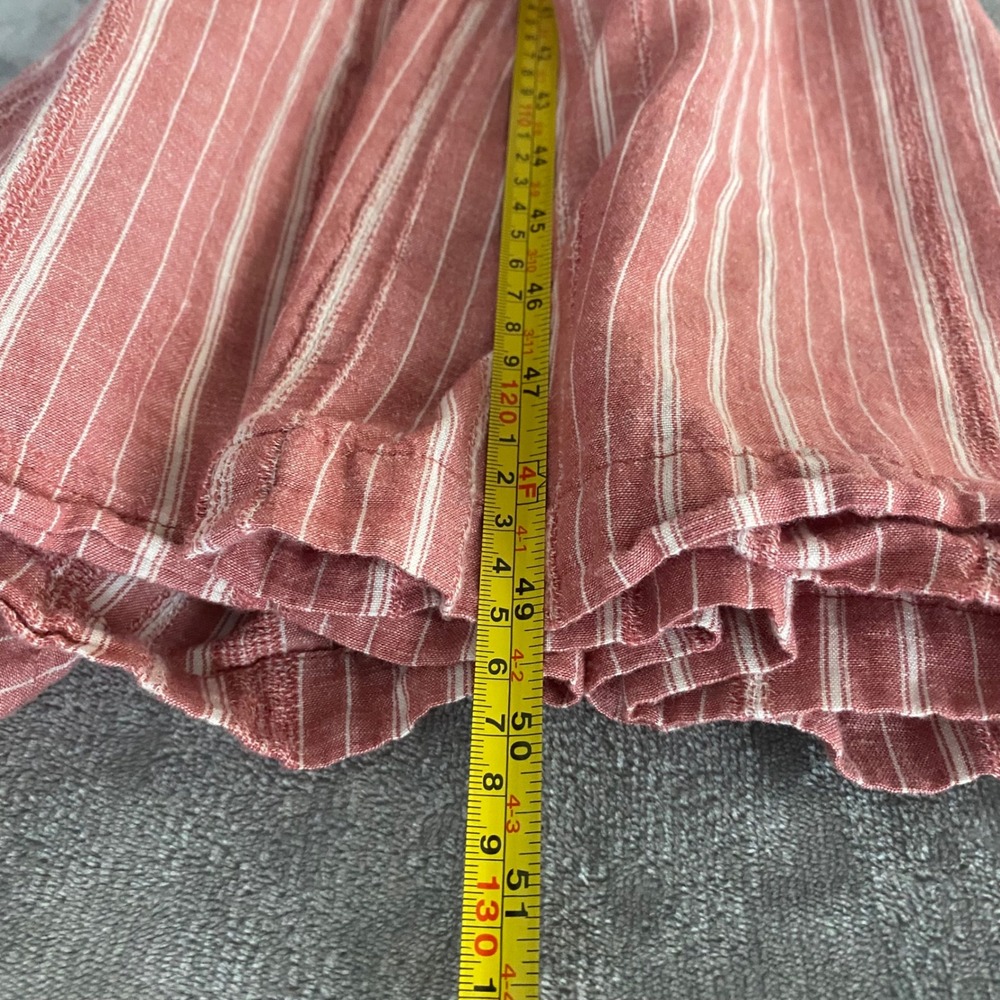 Old Navy Midi Dress Womens Medium Red Stripe Linen Blend Braided Halter Boho - Picture 11 of 12